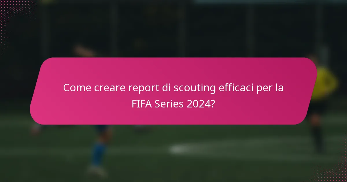 Come creare report di scouting efficaci per la FIFA Series 2024?