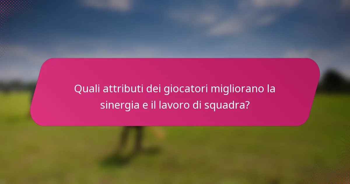 Quali attributi dei giocatori migliorano la sinergia e il lavoro di squadra?