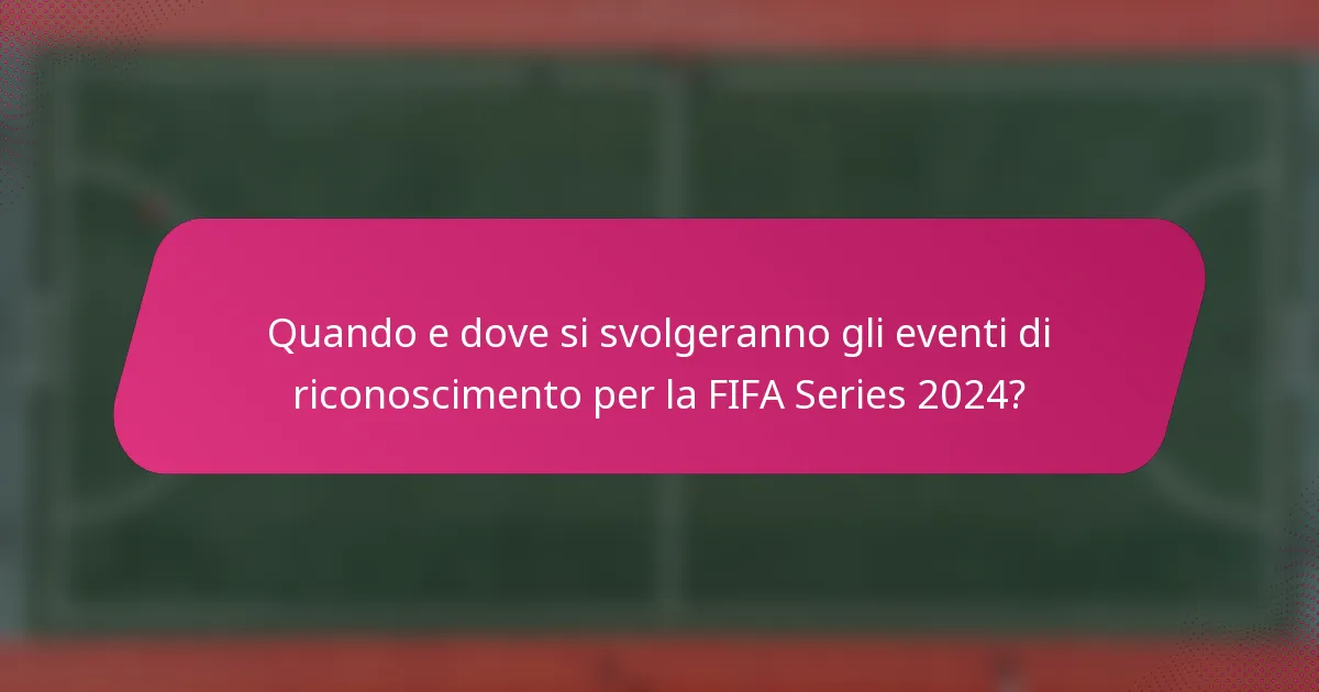 Quando e dove si svolgeranno gli eventi di riconoscimento per la FIFA Series 2024?